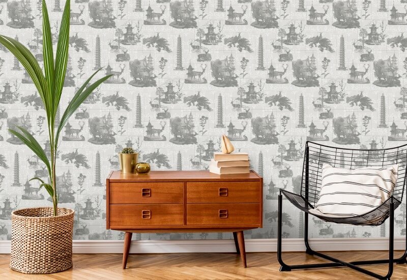 Pagoda Toile Charcoal Bakgrund