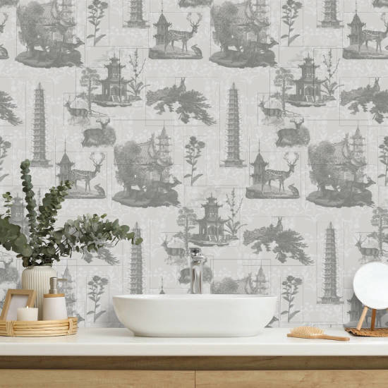 Pagoda Toile Charcoal Bakgrund
