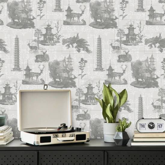 Pagoda Toile Papel pintado de carbón
