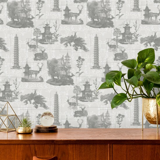 Pagoda Toile Papel pintado de carbón