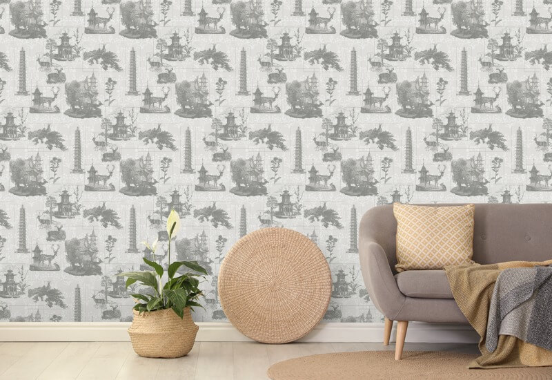 Pagoda Toile Carta da parati a carboncino