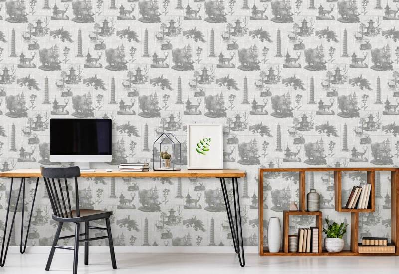 Pagoda Toile Trækul tapet
