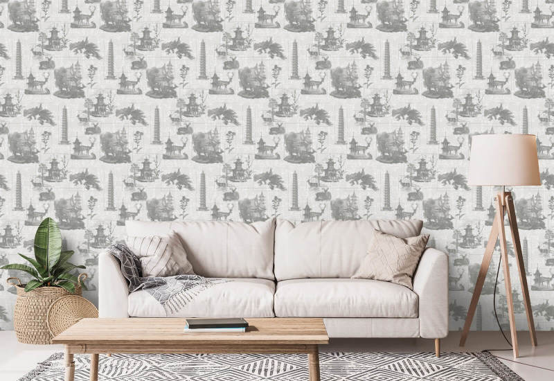 Toile Pagoda Papier peint anthracite