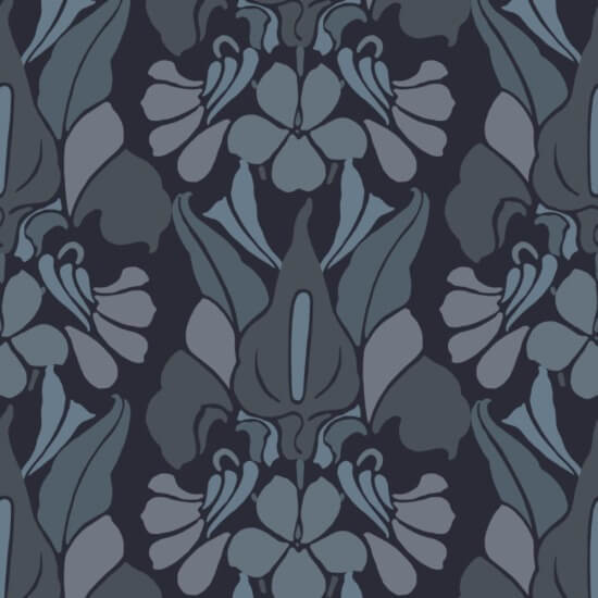 Dragon Flower Grey/Blue Wallpaper