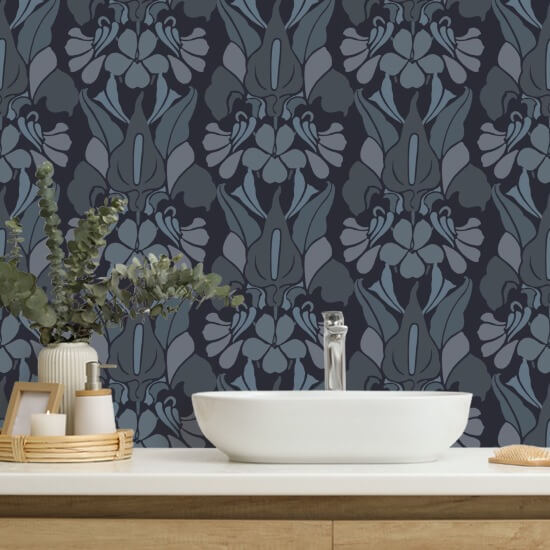 Flor de dragão Papel de parede cinza/azul