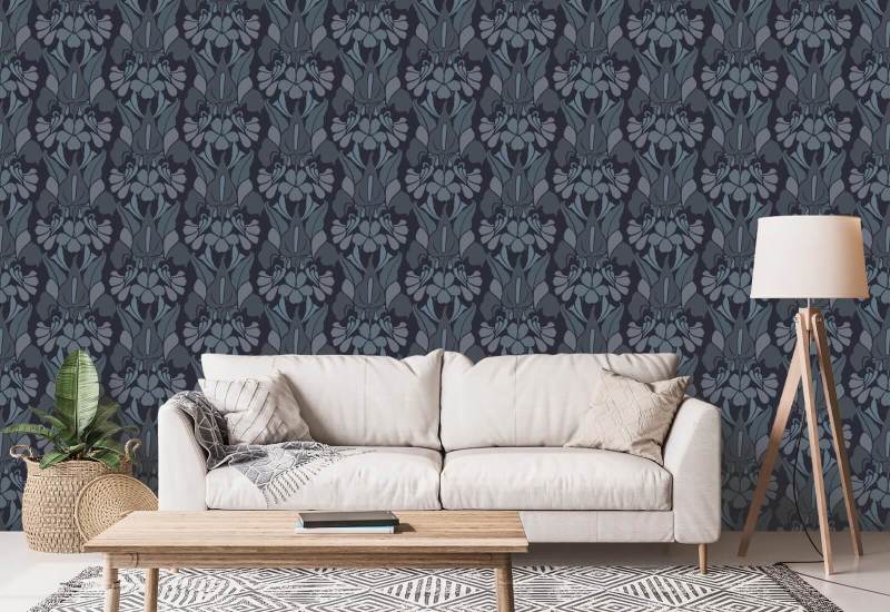 Drachenblume Grau/Blaue Tapete