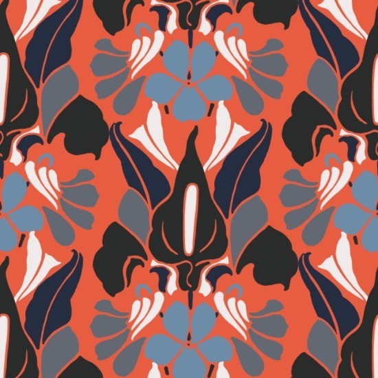 Fleur de dragon Papier peint floral Red Smoke