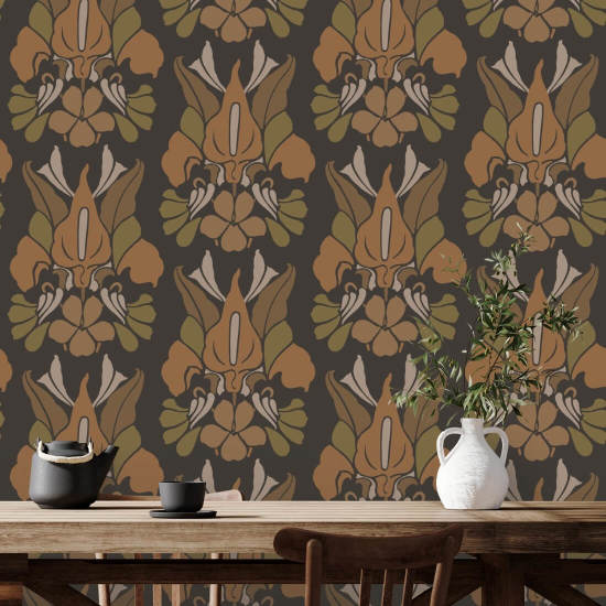 Fiore del drago Carta da parati floreale Burnt Sienna