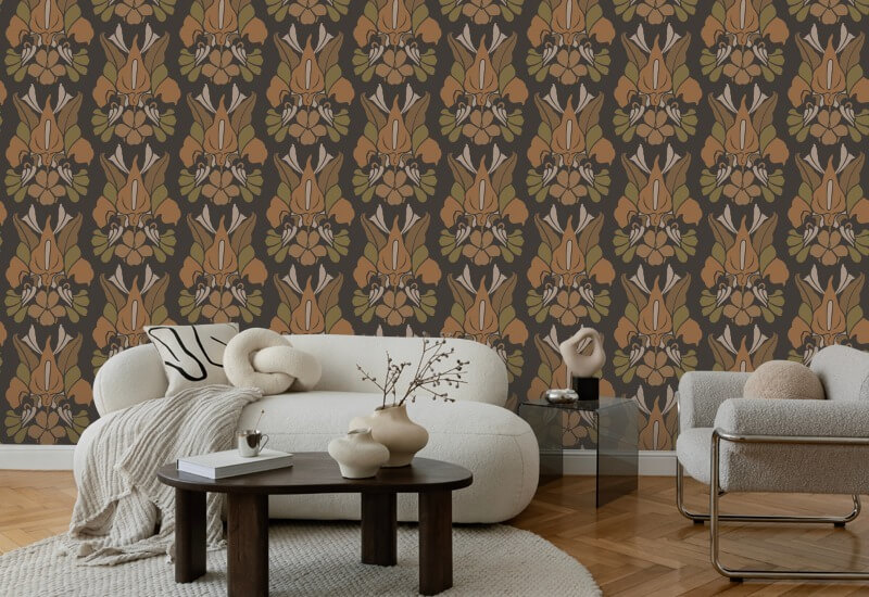 Drachenblume Blumentapete „Burnt Sienna“