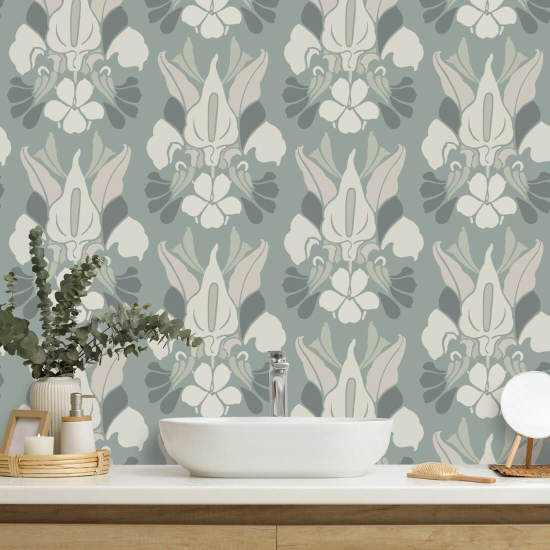 Drakblomma Askblå blommig tapet