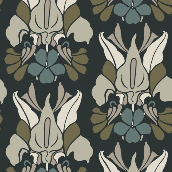 Flor de dragão Papel de parede floral Midnight Bloom