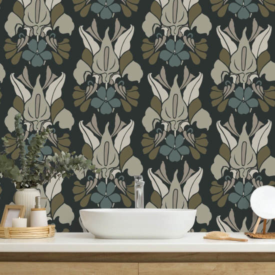 Fleur de dragon Papier peint floral Midnight Bloom