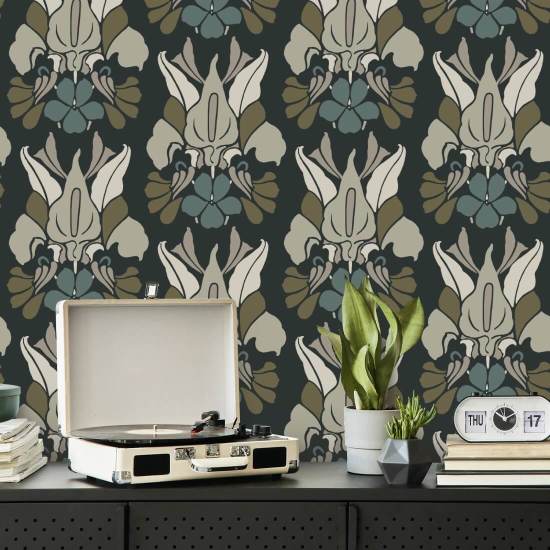 Fleur de dragon Papier peint floral Midnight Bloom