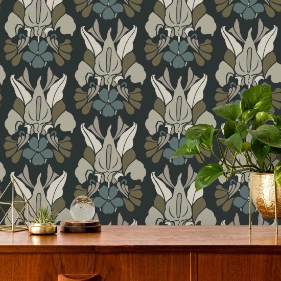 Drakblomma Midnight Bloom blommig tapet