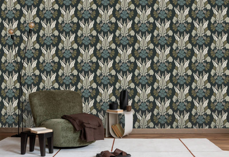 Dragon Flower Midnight Bloom Floral Wallpaper