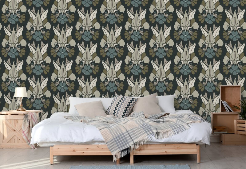 Flor de dragão Papel de parede floral Midnight Bloom