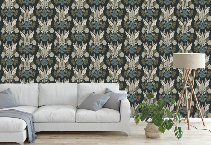 Fleur de dragon Papier peint floral Midnight Bloom