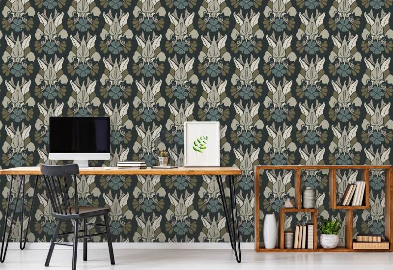 Dragon Flower Midnight Bloom Floral Wallpaper