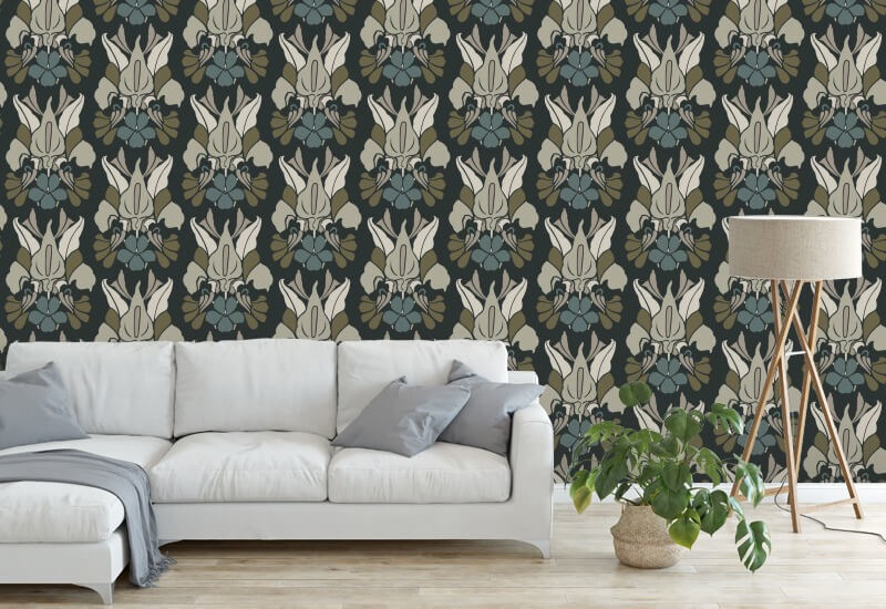 Dragon Flower Midnight Bloom Floral Wallpaper