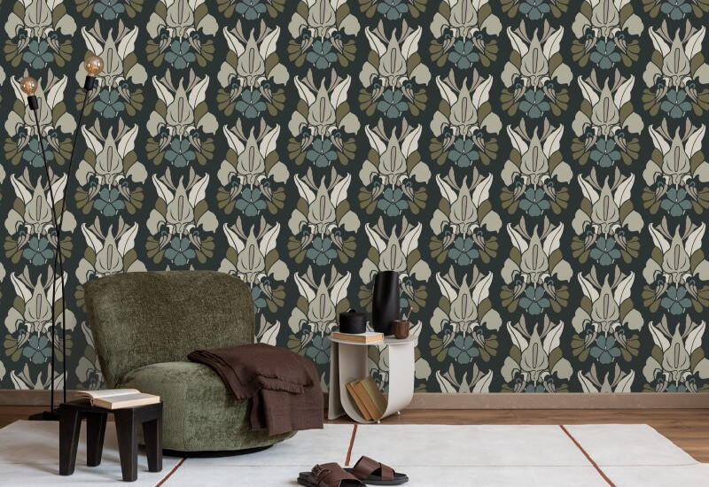 Fleur de dragon Papier peint floral Midnight Bloom