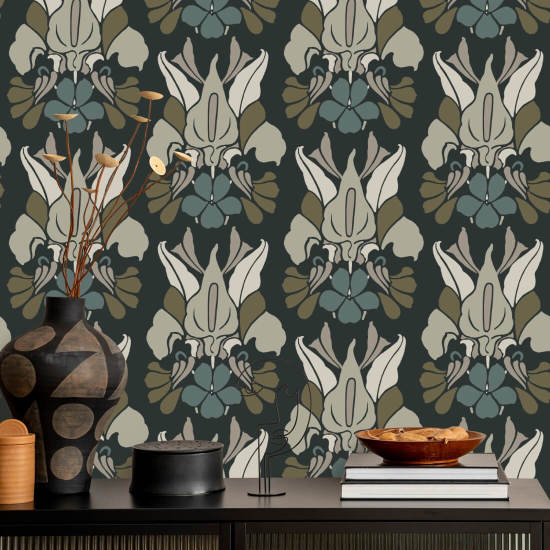 Dragon Flower Midnight Bloom Floral Wallpaper