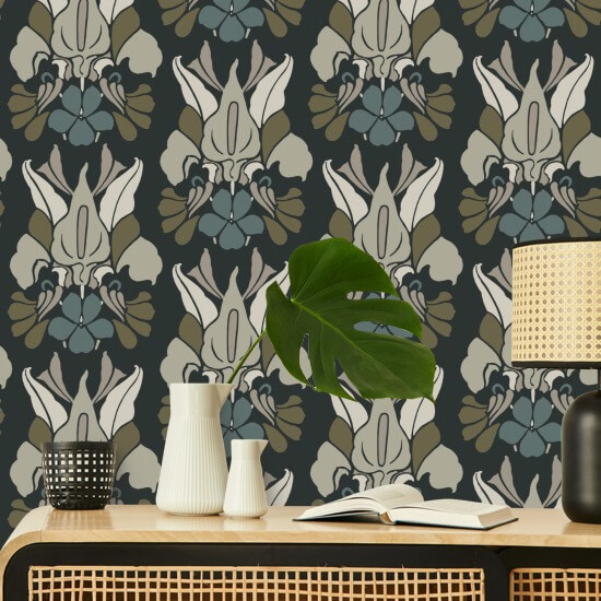 Fleur de dragon Papier peint floral Midnight Bloom