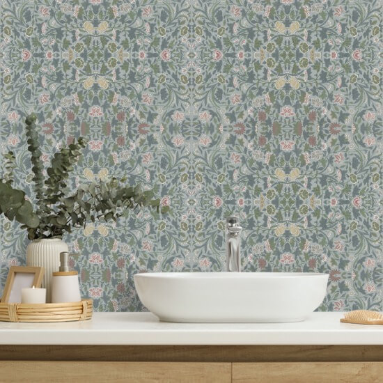 Carta da parati floreale con vite inglese 