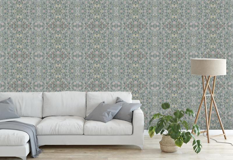 Papel de parede floral de videira inglesa 