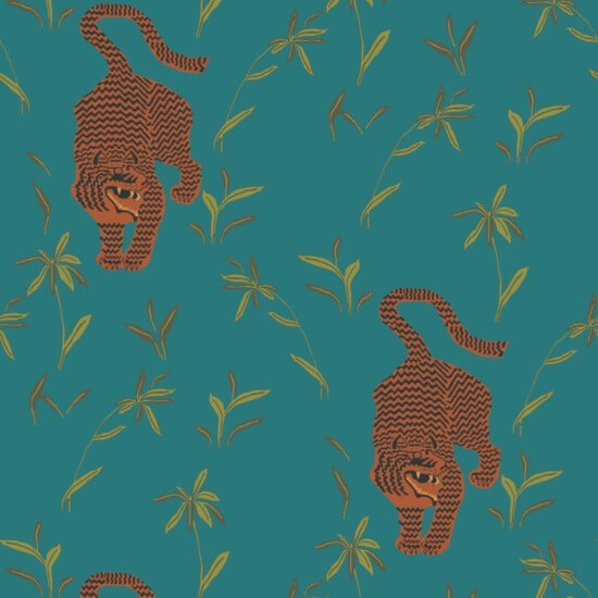 Tijger stalken Juweelbehang