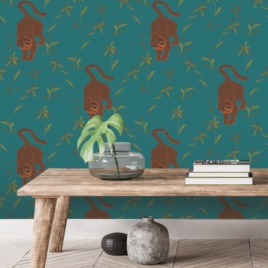 Perseguindo o tigre Papel de parede Jewel