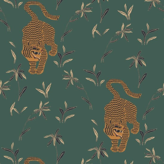Perseguindo o tigre Papel de parede Spruce Green