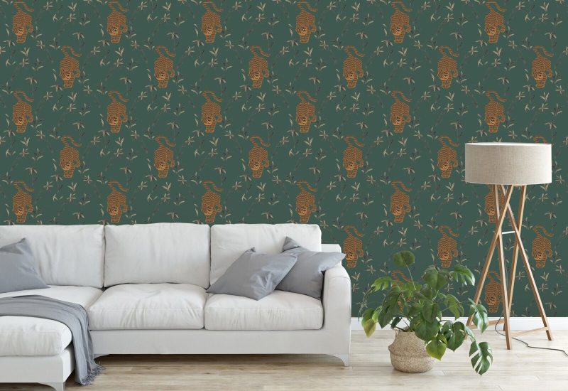 Stalking Tiger Spruce Green Wallpaper