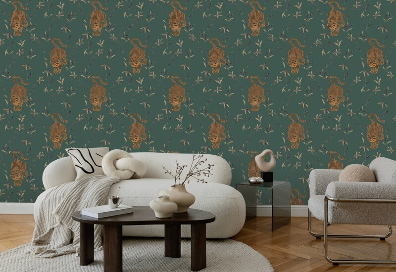 Tijger stalken Spruce Green Wallpaper