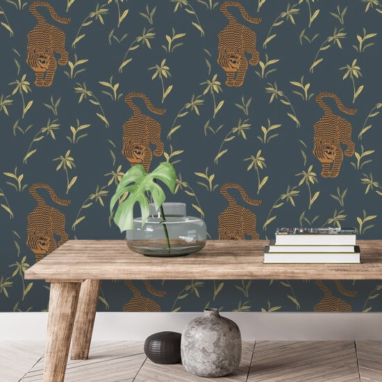 Perseguindo o tigre Papel de parede Dark Moss