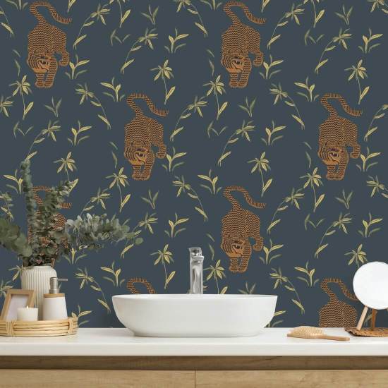 Perseguindo o tigre Papel de parede Dark Moss