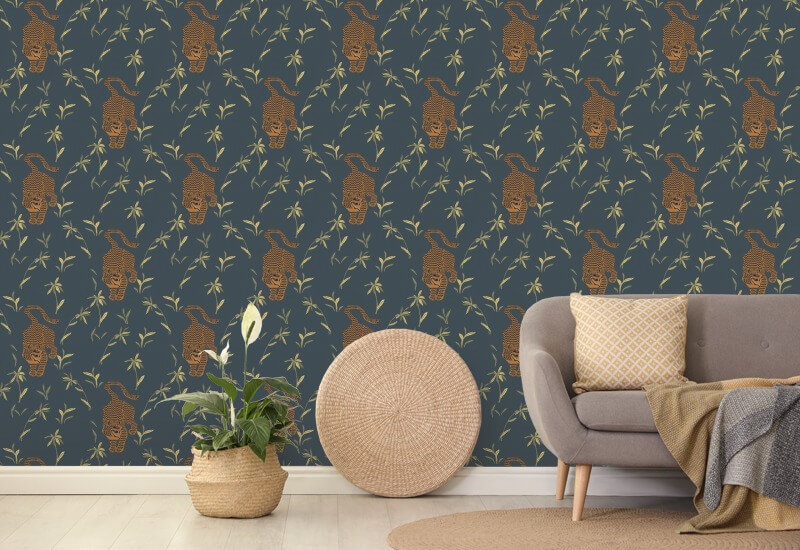 Stalking Tiger Dark Moss Wallpaper