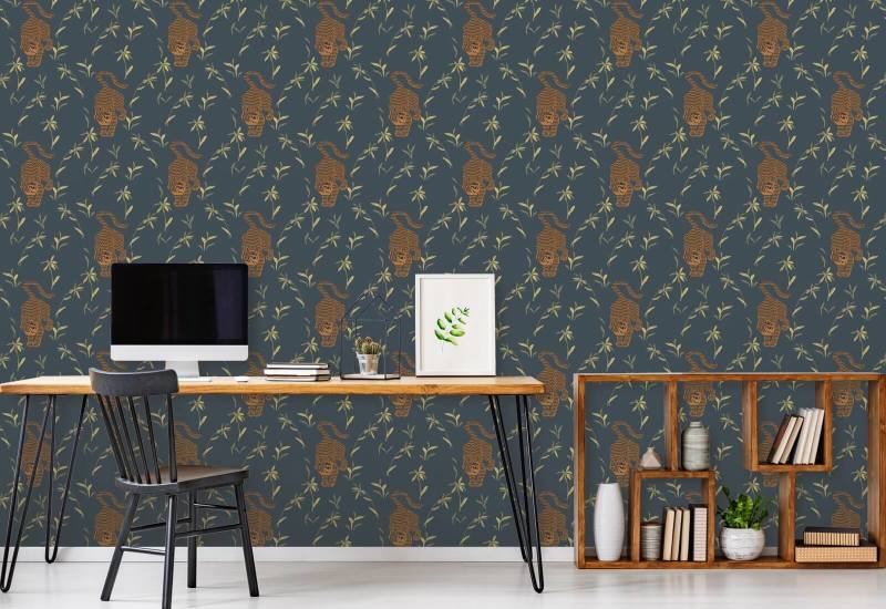Perseguindo o tigre Papel de parede Dark Moss