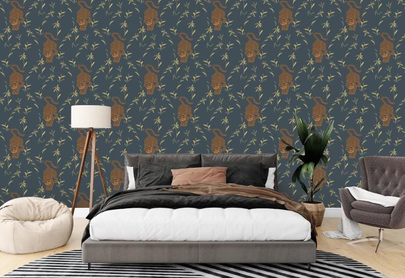 Perseguindo o tigre Papel de parede Dark Moss