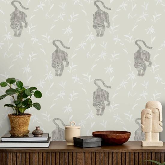 Tijger stalken Maanbehang