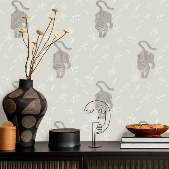 Tigre qui traque Papier peint Moon