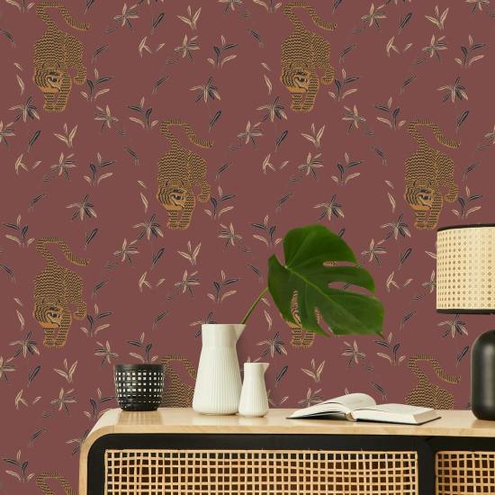 Vainoava tiikeri Antiikki punainen taustakuva