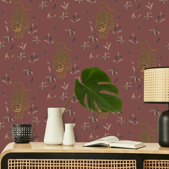 Forfølgelse af tiger Antik rød tapet