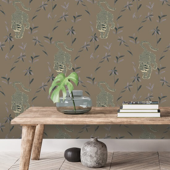 Stalking Tiger Cocoa Jungle Wallpaper