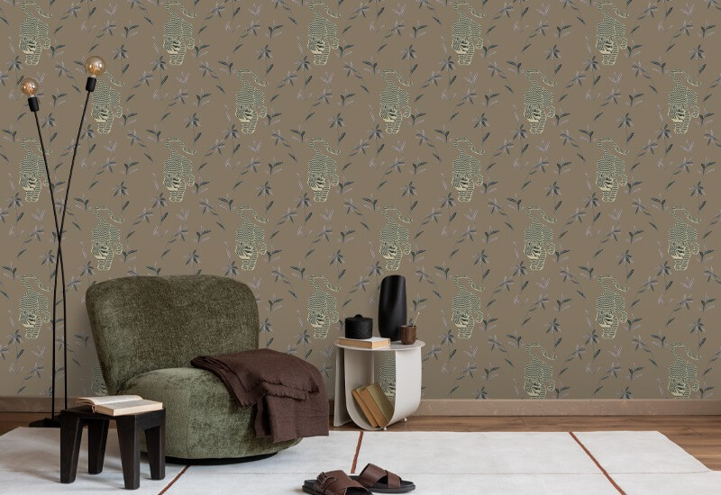 Stalking Tiger Cocoa Jungle Wallpaper