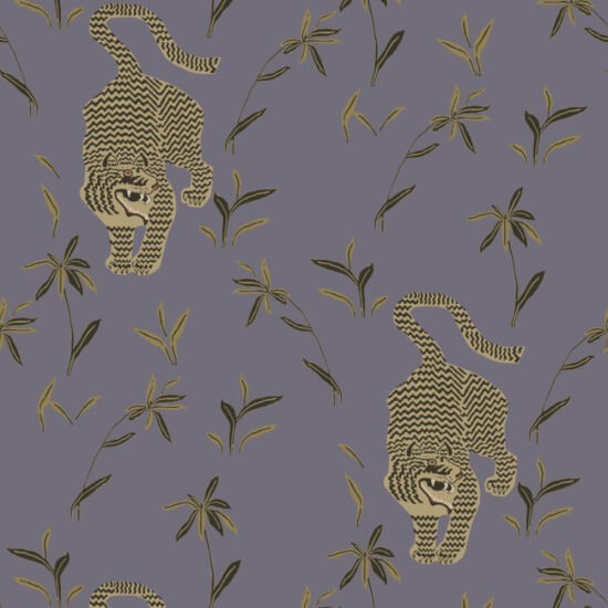 Tigre inseguitrice Carta da parati Dusk Lavender