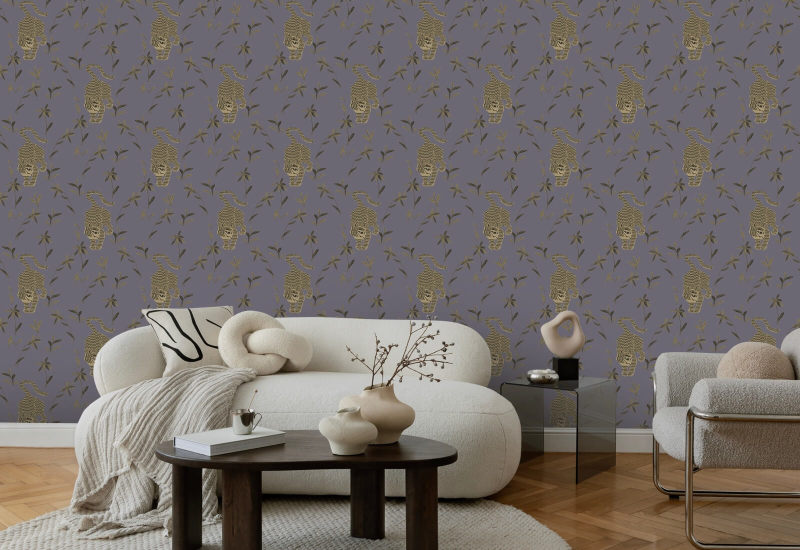 Tigre inseguitrice Carta da parati Dusk Lavender