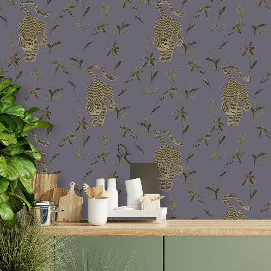 Stalking Tiger Dusk Lavender Wallpaper