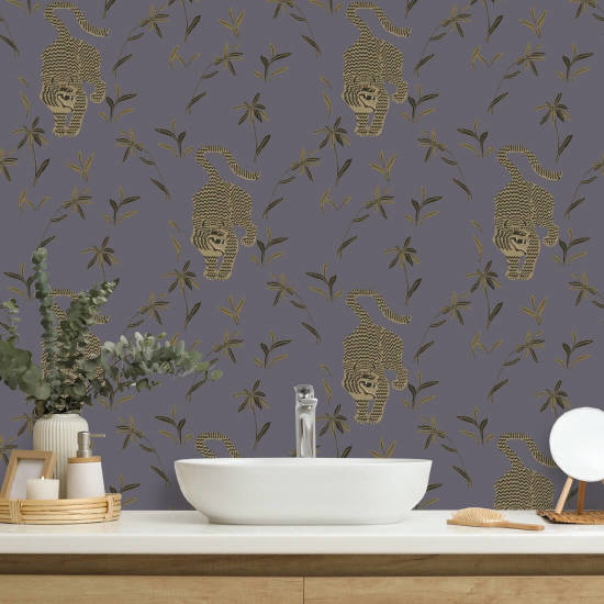 Tigre inseguitrice Carta da parati Dusk Lavender