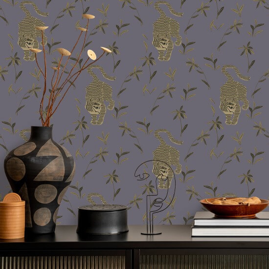Stalking Tiger Dusk Lavender Wallpaper