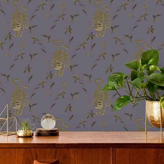 Perseguindo o tigre Papel de parede Dusk Lavender